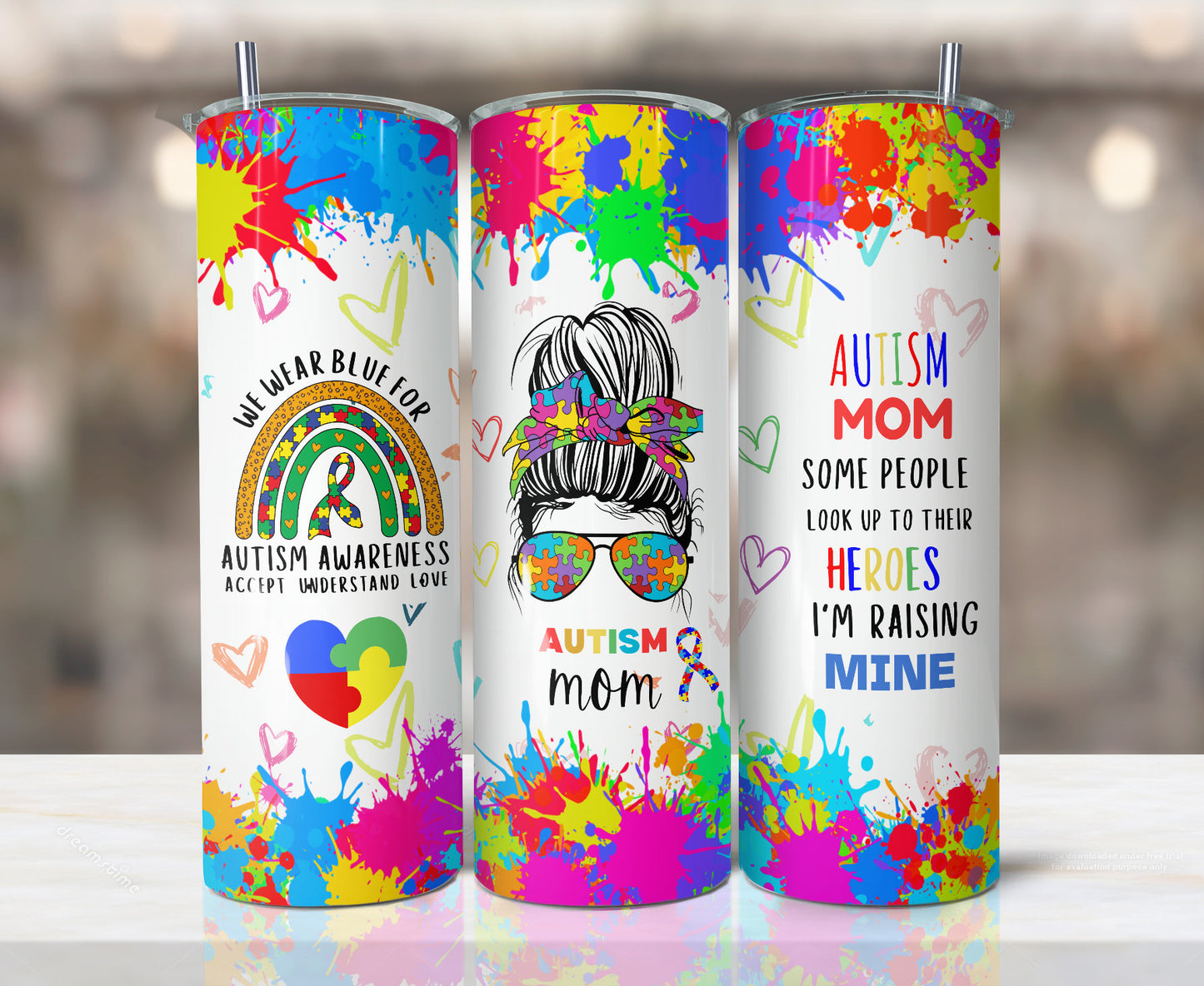 Autism Mom 20 oz Skinny Tumbler, Autism Tumbler, Autism Awareness