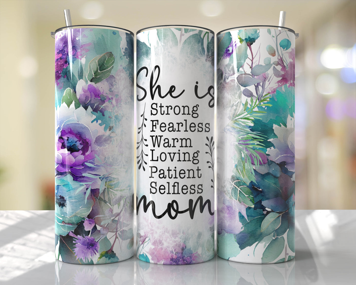 She Is, Mother's Day 20oz Stainless Steel, Double Walled (Purple)