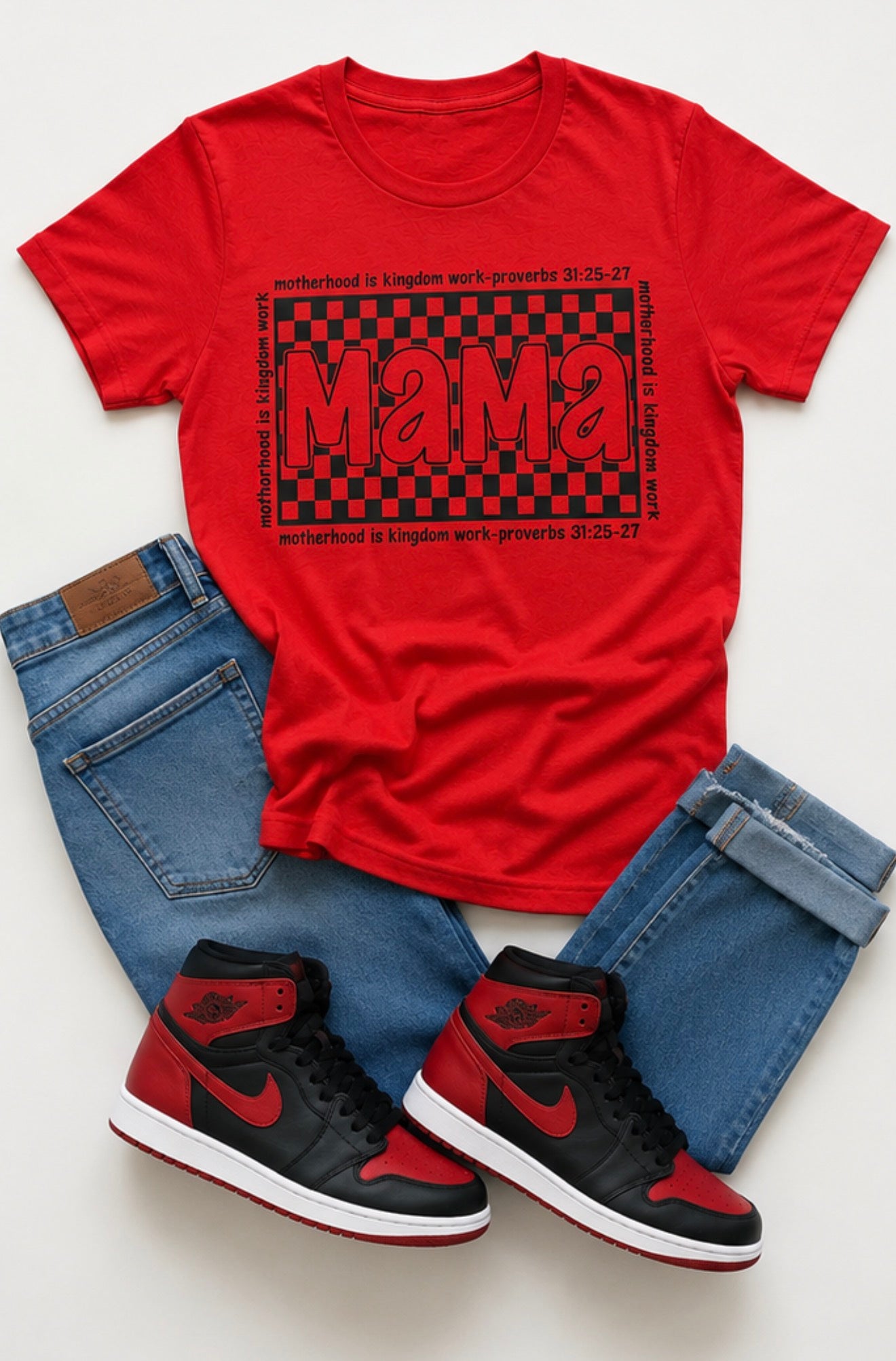 Motherhood Is Kingdom Work T-Shirt (RED)