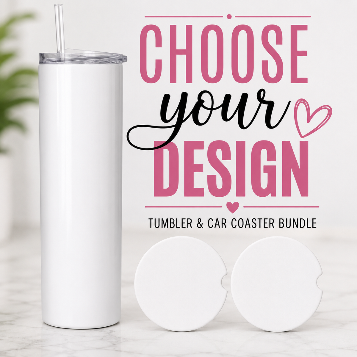 Tumbler/Car Coaster Bundle ( Choose Your Design Below)