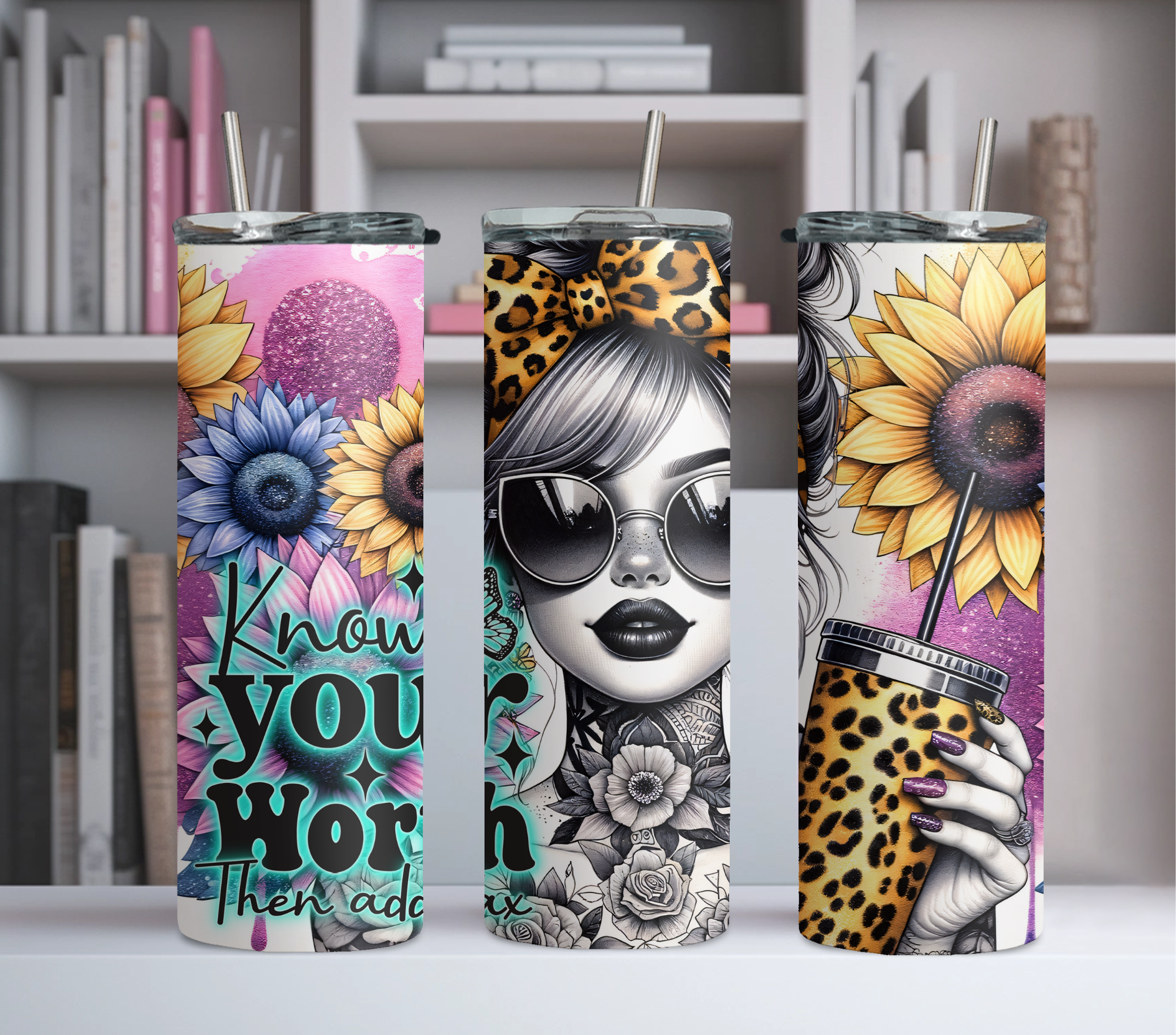 Know Your Worth Sunflower 20oz Tumbler