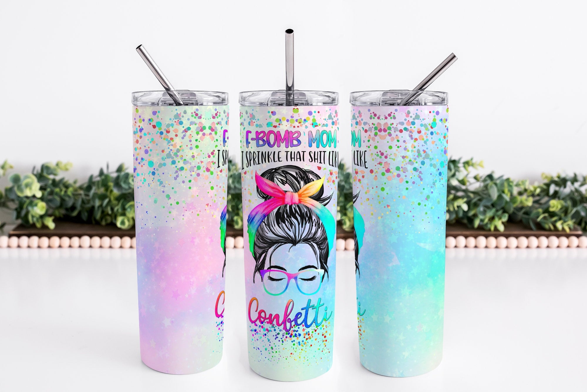 Personalized F-Bomb Mom, Sprinkle that Shi* Like Confetti 20oz Skinny Tumbler, Gifts for Mom, Gifts for Friends, Gifts for Coworker