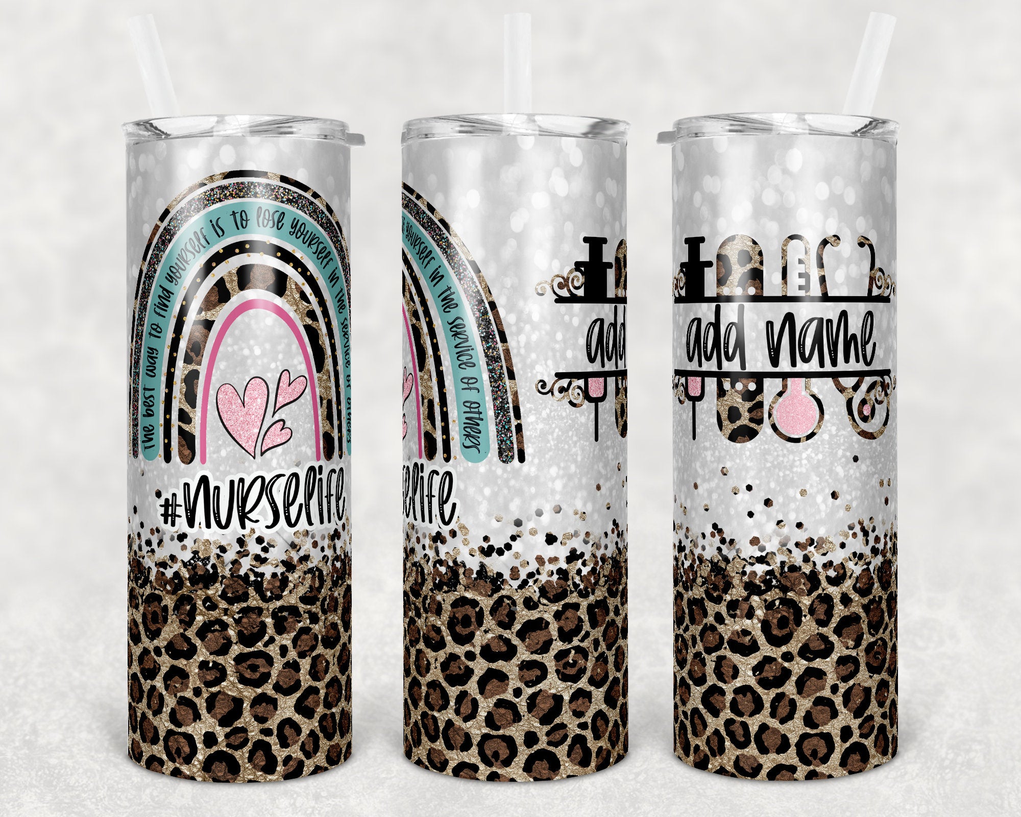 Personalized Nurse Life Cheetah 20oz