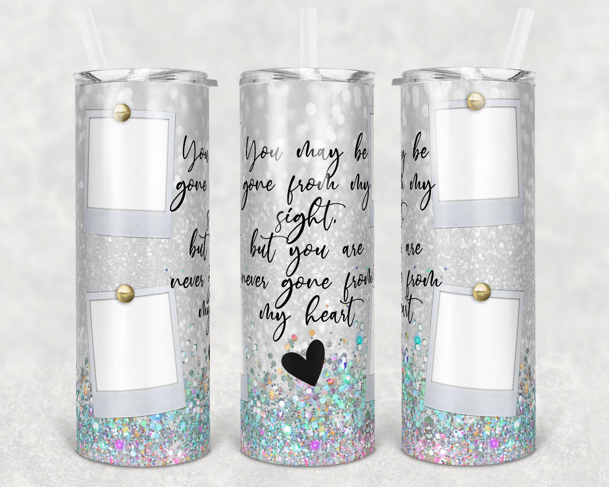 In loving memory photo tumbler, Memorial Tumbler, Memorial Tumbler Gift, Loss of loved one tumbler, Sublimation, Lid & Straw