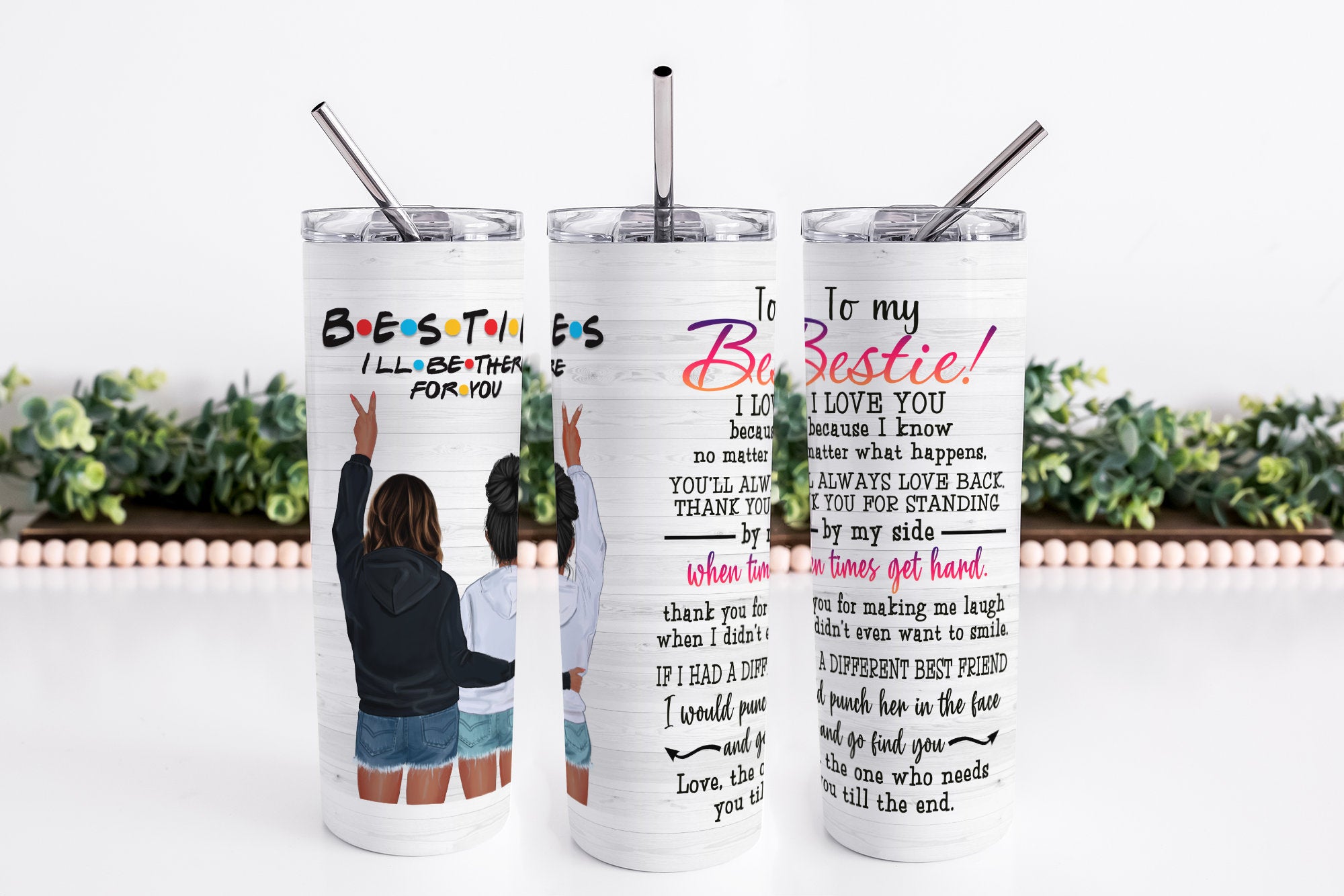 Personalized , 20oz Best Friend Skinny Tumbler, Best Friend Gift, Bestie Gift, Bestie, Friendship Tumbler