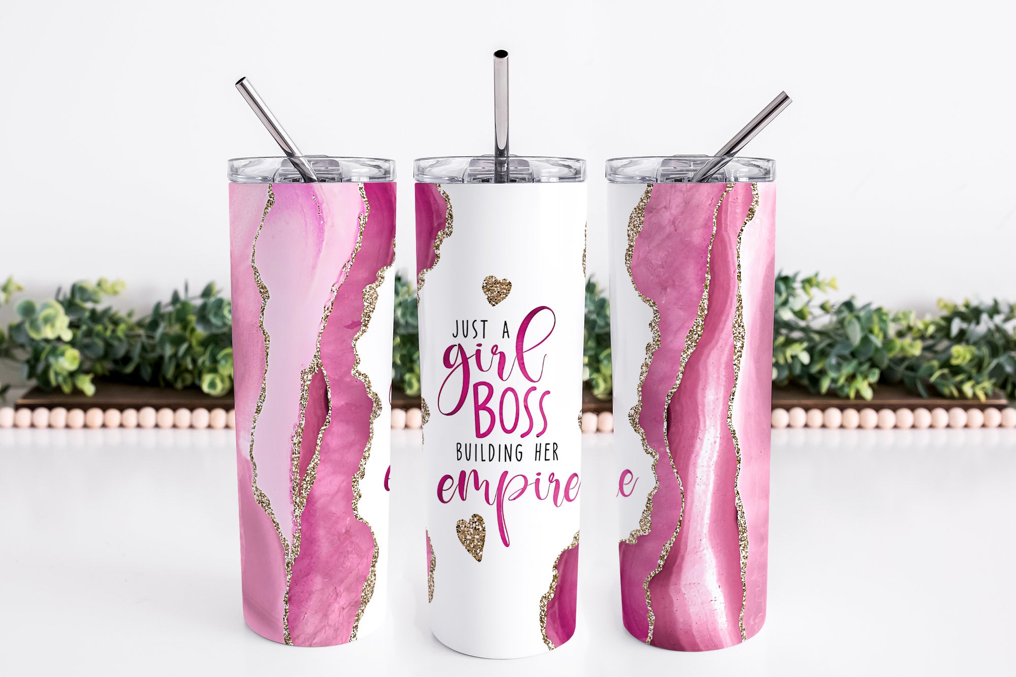 Personalized Girl Boss 20oz Skinny Tumbler, Girl Boss, Boss Lady, Motivational Tumbler, Entrepreneur, Sublimation