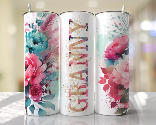 Granny 20oz Skinny Tumbler, Floral Tumbler, New Mom Gift, Mother's Day Gift, Tumbler Cup, Coffee Lover
