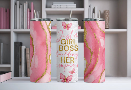 Just A Girl Boss Building Her Empire 20oz Skinny Tumbler, Girl Boss, Boss Lady, Motivational Tumbler, Entrepreneur, Sublimation
