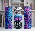 Badass Mom 20oz Skinny Tumbler, Leopard Print, Skull Hands, Lid & Straw, Purple and Blue Tumbler, Coffee Lover Gift, Insulated Tumbler