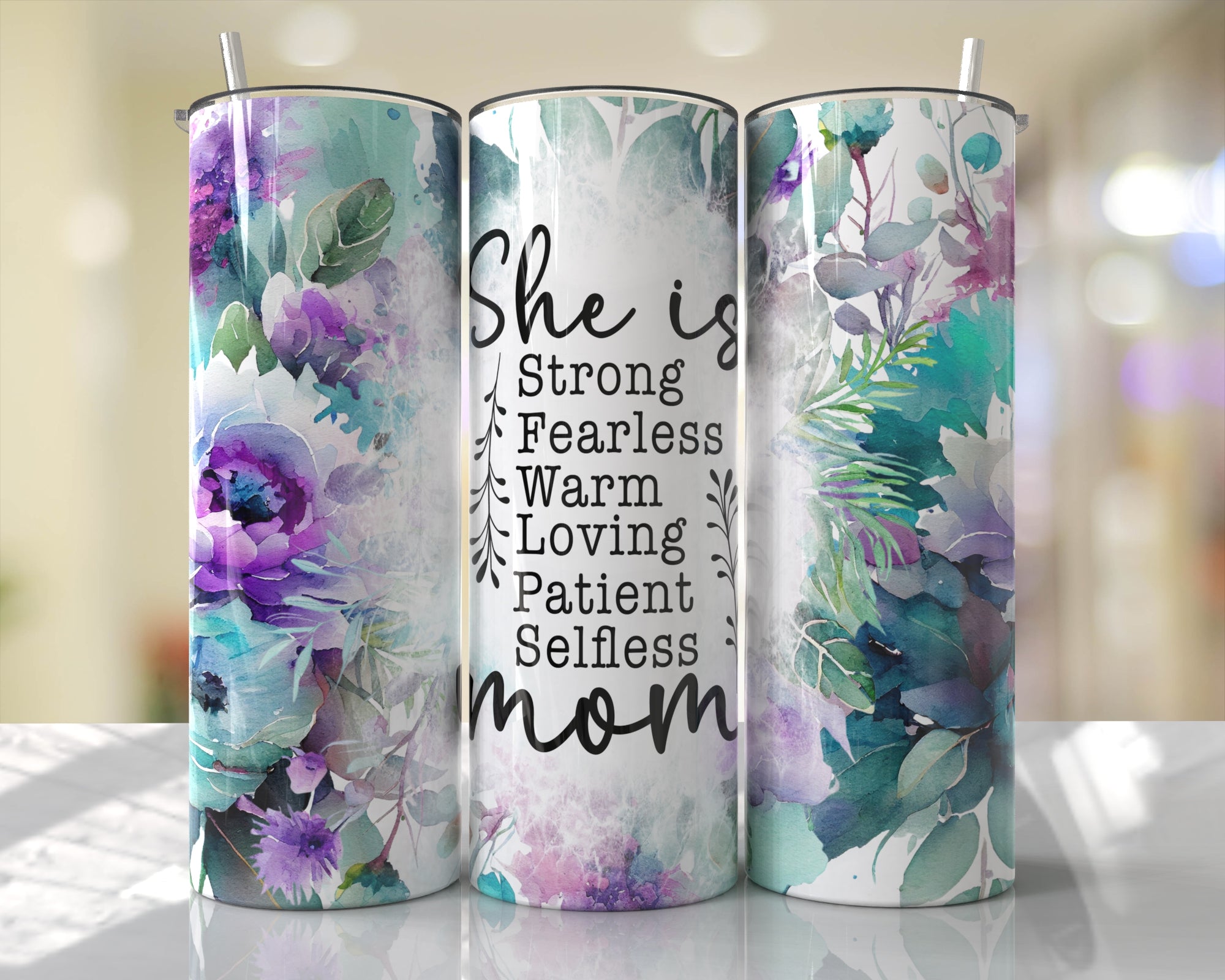 She Is, Mother's Day 20oz Stainless Steel, Double Walled (Purple)